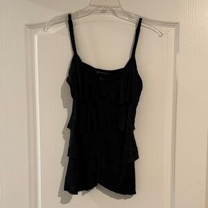 INC International Concepts Black Ruffle Tiered Camisole